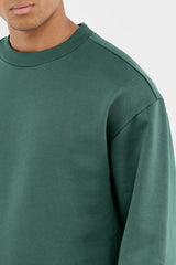 Oversized Contrast Back Print Sweatshirt - Men/ Dark Sage