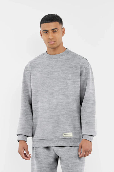 Oversized Contrast Back Print Sweatshirt - Men/ Athletic Heather Grey