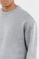Oversized Contrast Back Print Sweatshirt - Men/ Athletic Heather Grey