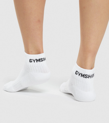 Gym Chark  Quarter Socks \ white Box of 3
