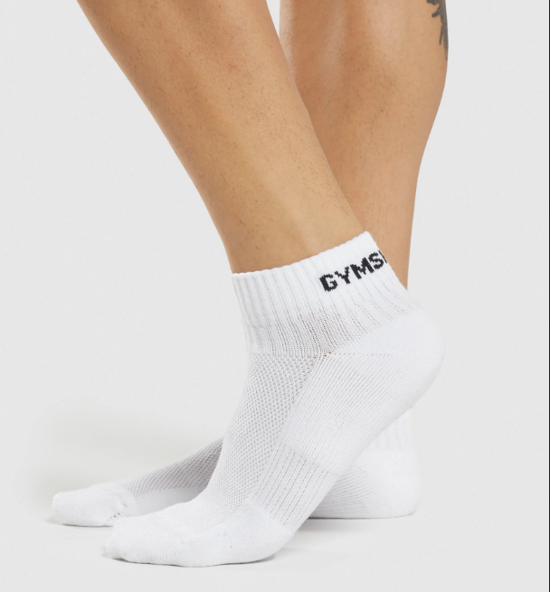 Gym Chark  Quarter Socks \ white Box of 3